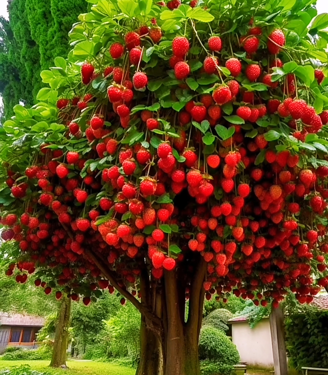 网友:我一直以为草莓是长在地上的,直到今天我家的草莓树结了果,朋友