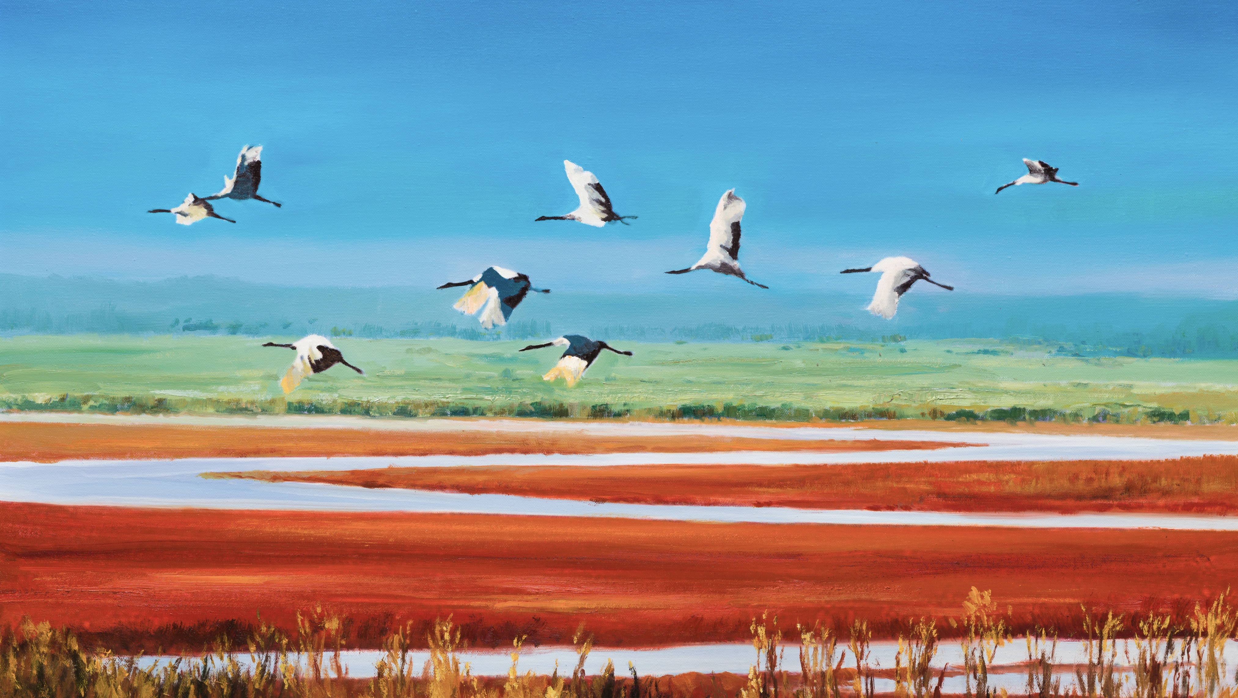 油画《鹤翔》赏析