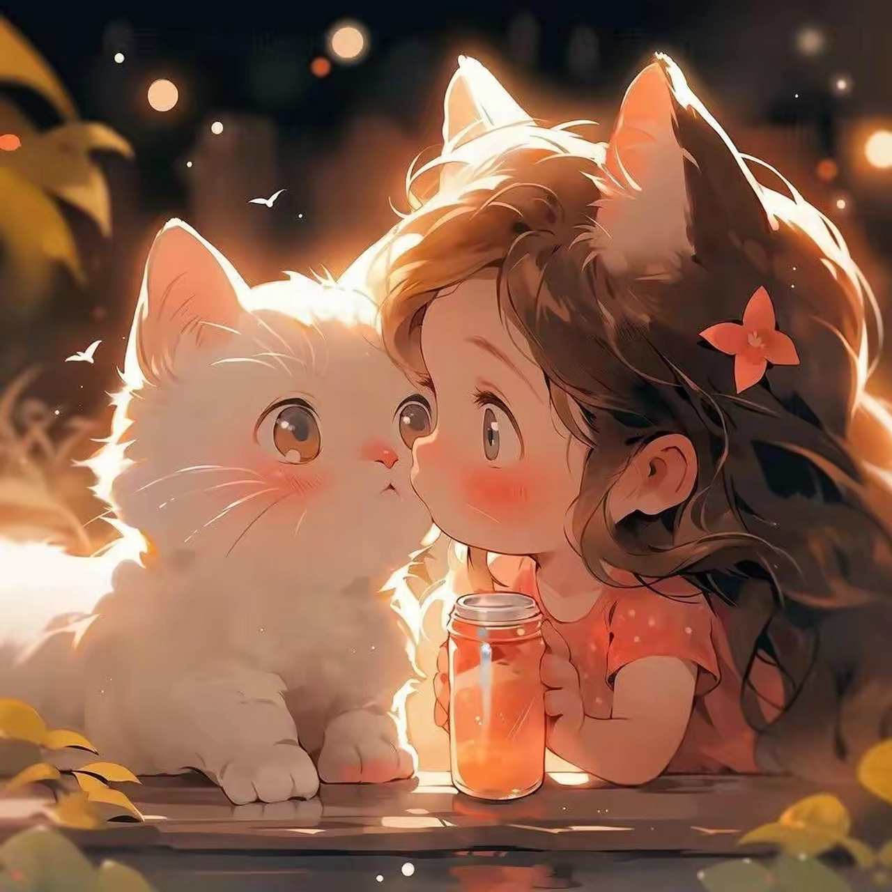 可爱治愈头像:小公主和猫咪,陪伴是最长情的好白#乐享周末分享吧