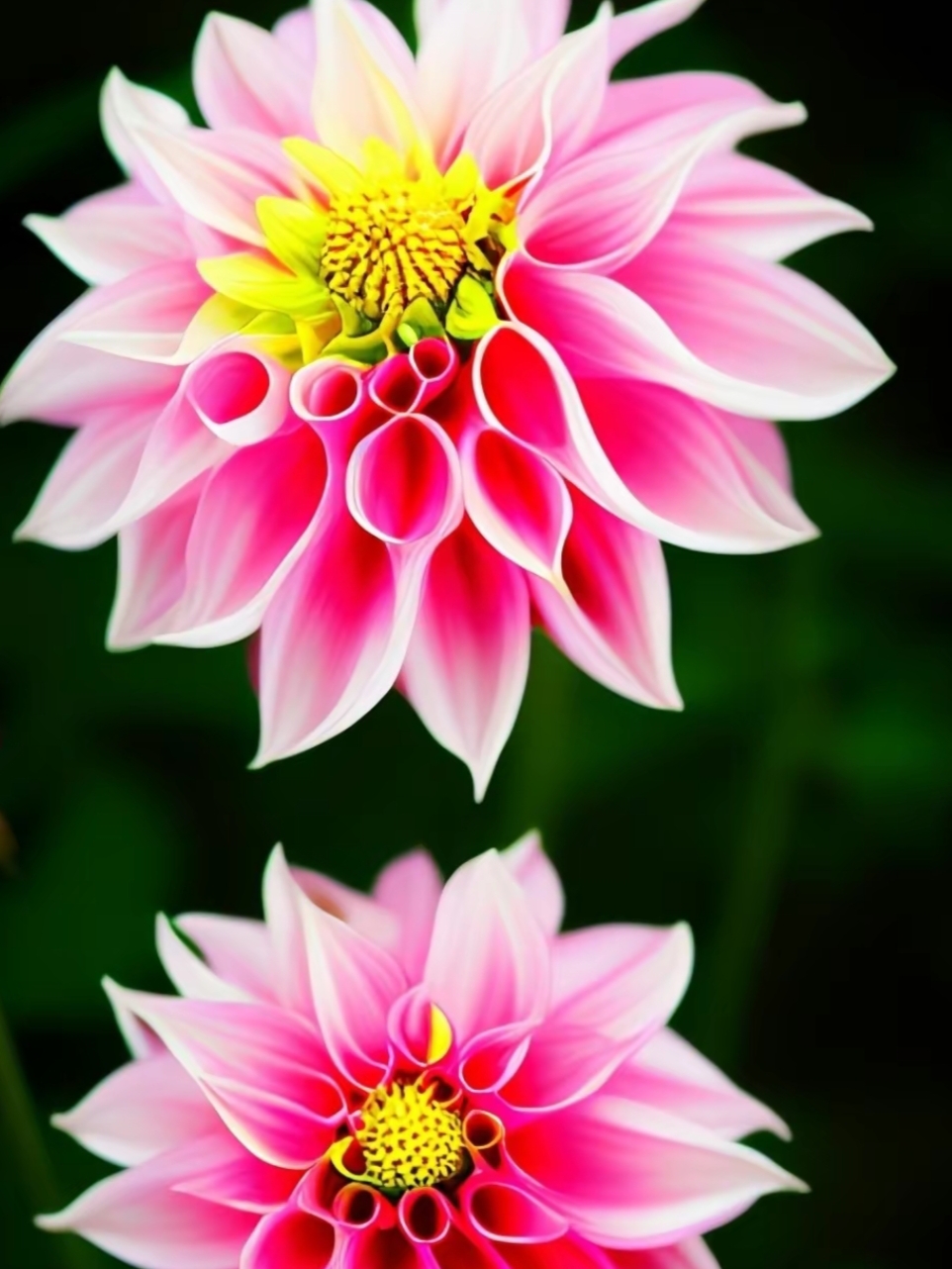 五颜六色的大丽花,五彩斑斓,花朵大而优美,百看不厌