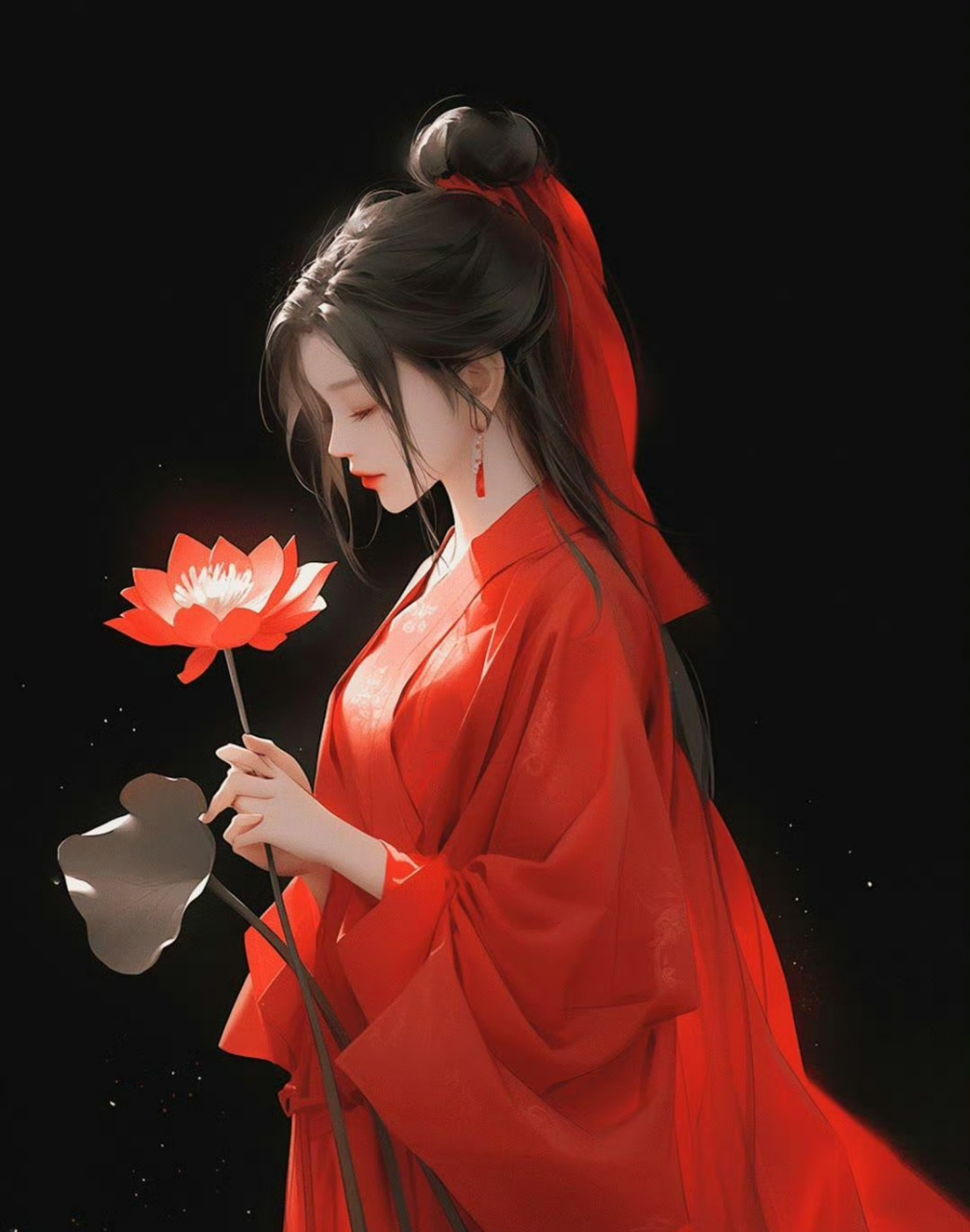 古风红衣莲花仙子头像~ 生活本不苦,苦的是我们欲望过多;人心本无累