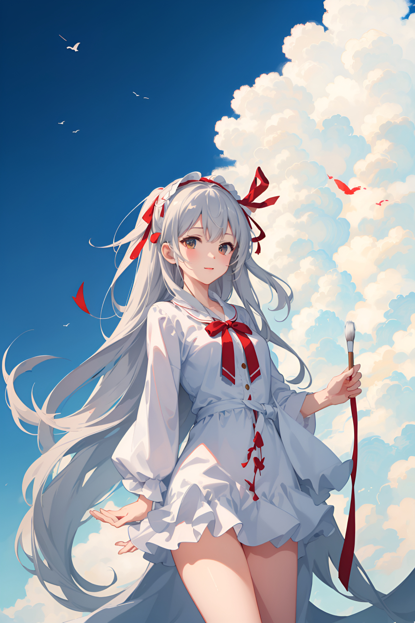 白鸽少女#ai绘画# #二次元