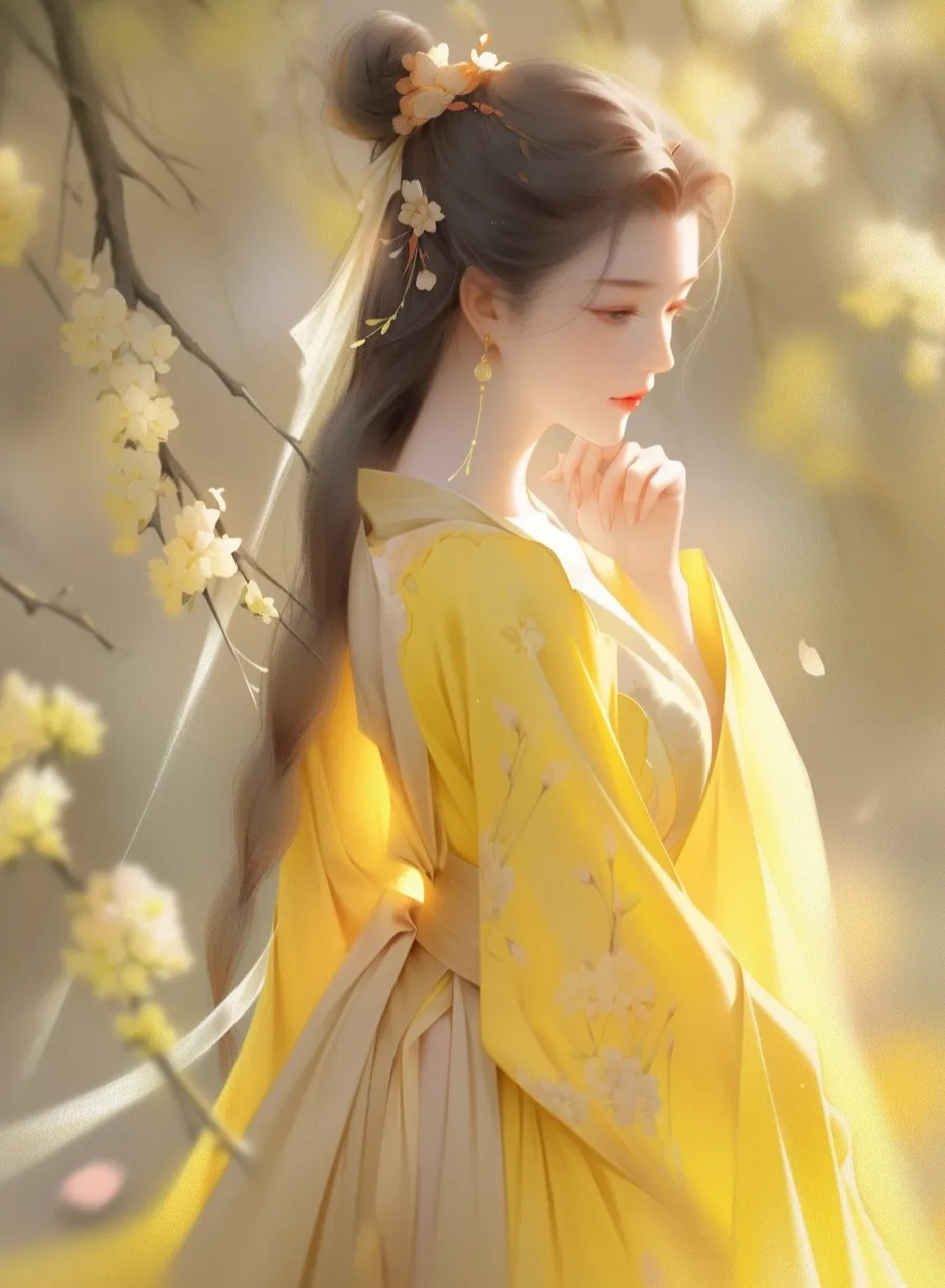古风清雅黄衣系美人头像