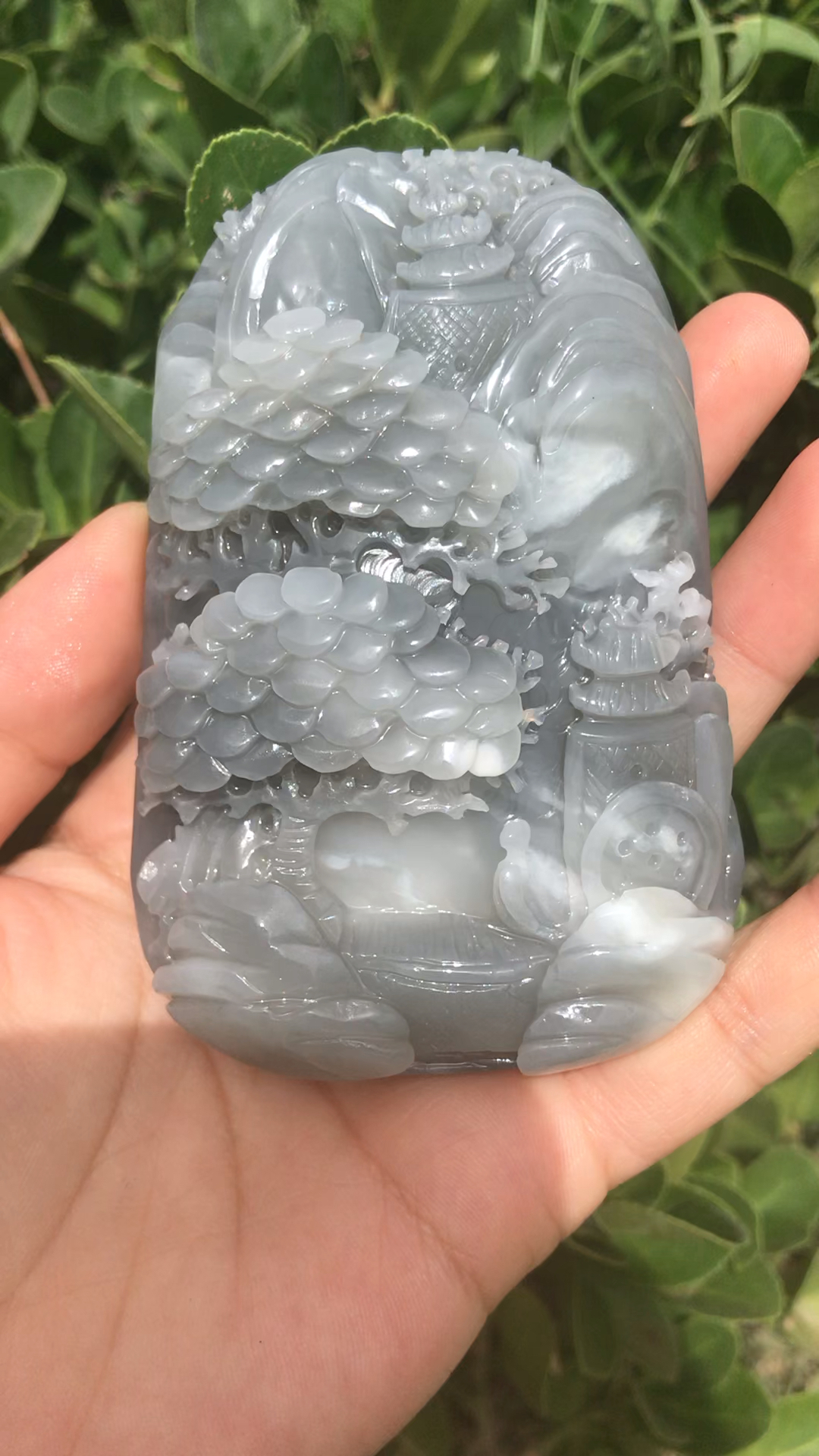 山料青花山水小摆件大手把件-度小视