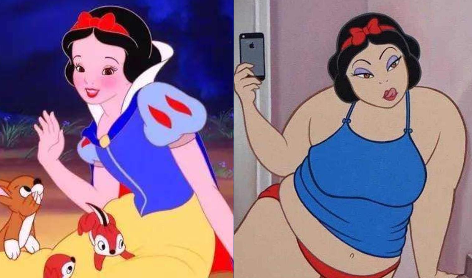迪士尼公主集体变胖,艾莎变成一个球,你还会爱她们吗?
