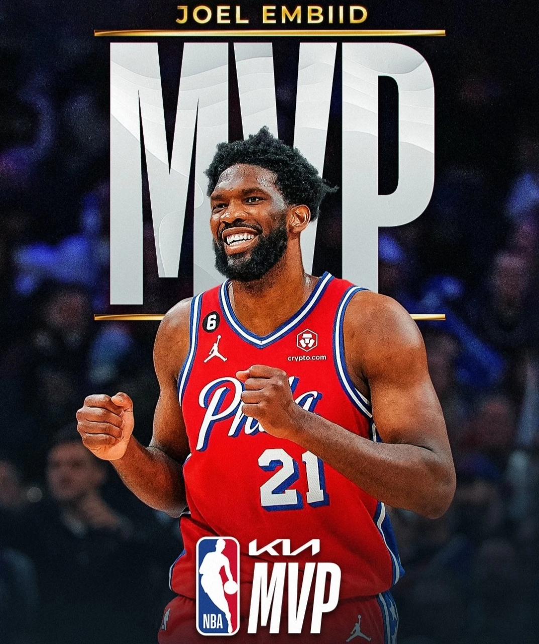 nba官方宣布,76人中锋乔尔恩比德正式当选本赛季常规赛mvp.