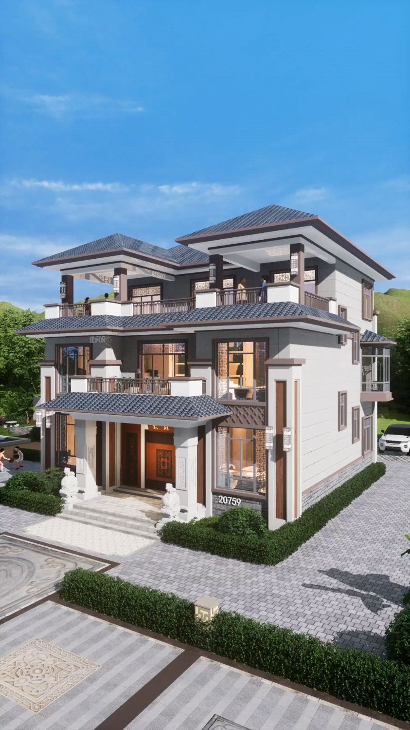 12x13米三层新中式农村自建房别墅设计施工图纸齐全