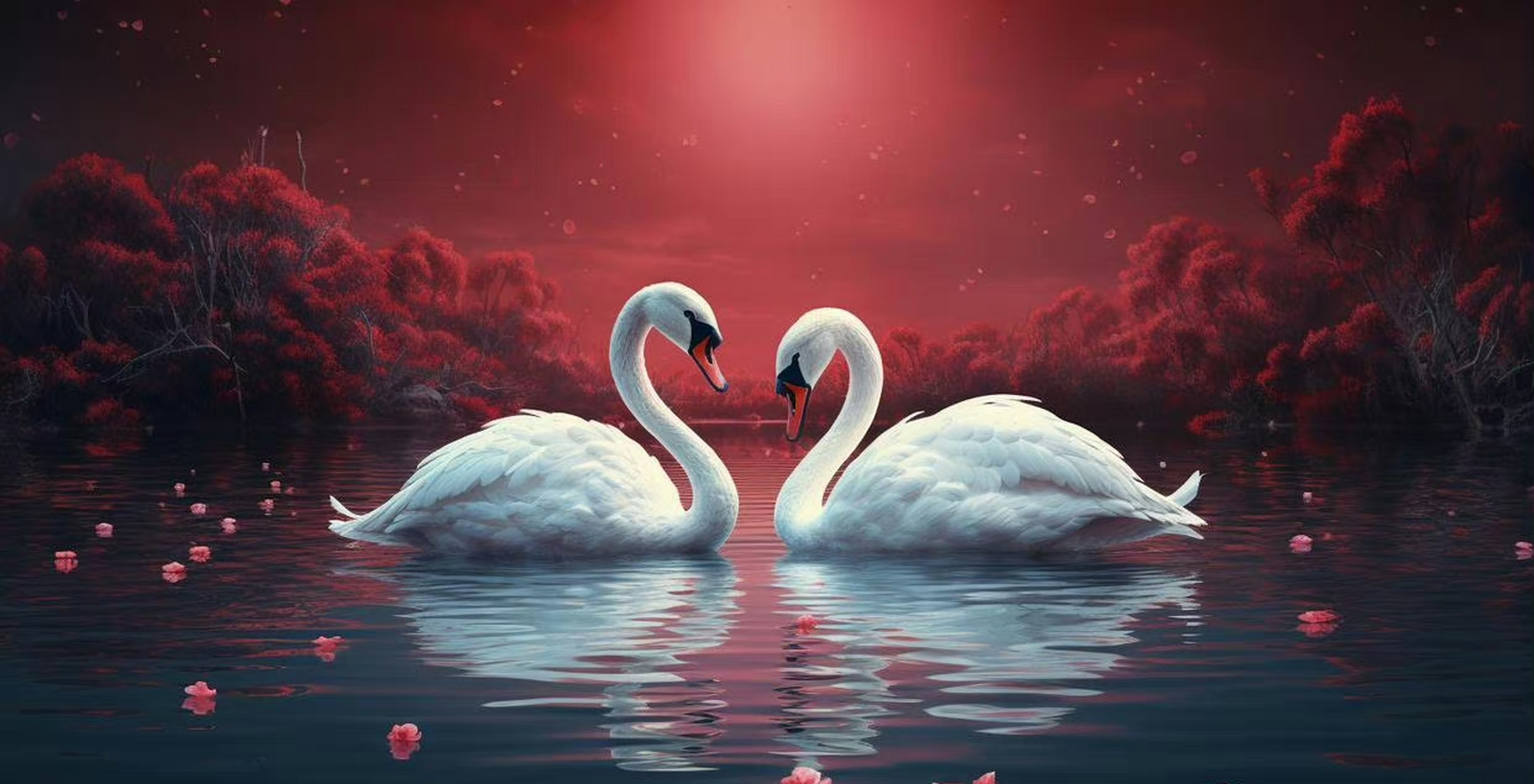 国风绝美境意天鹅图ipad/平板桌面壁纸