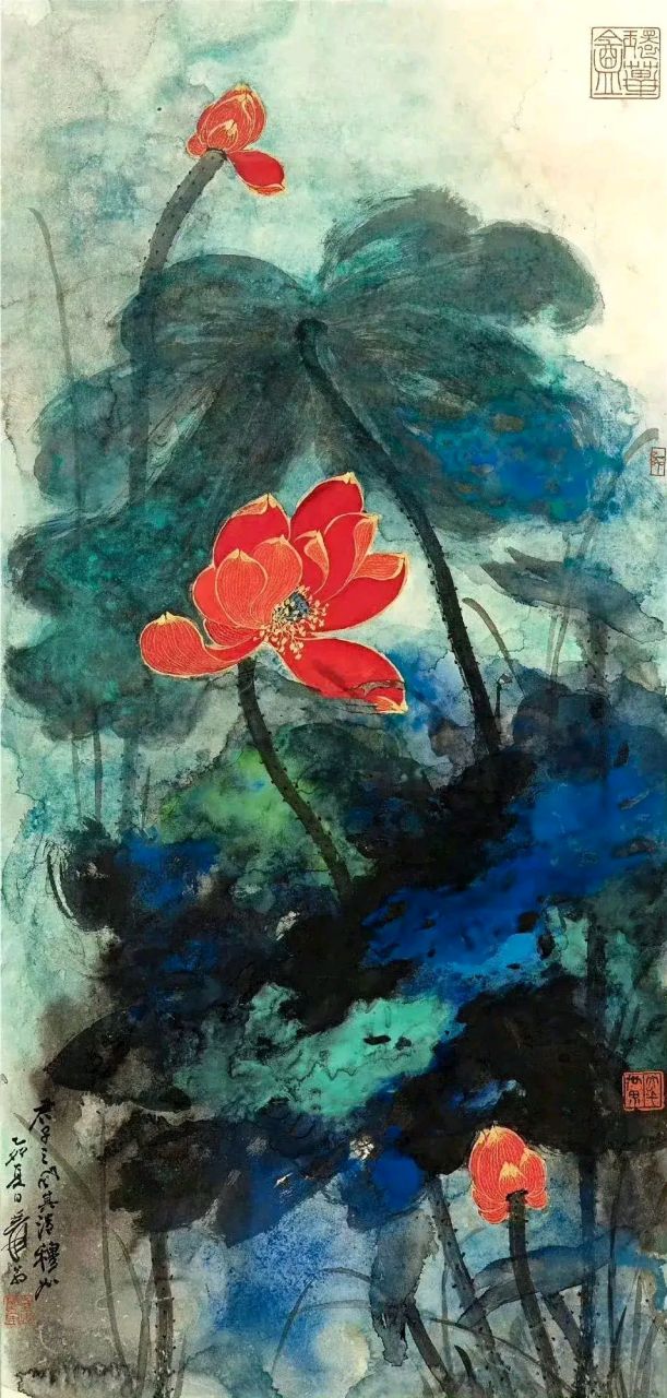 张大千 · 泼彩荷花67 #绘画欣赏