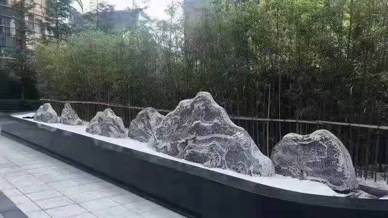 泰山石切片雪浪石造景