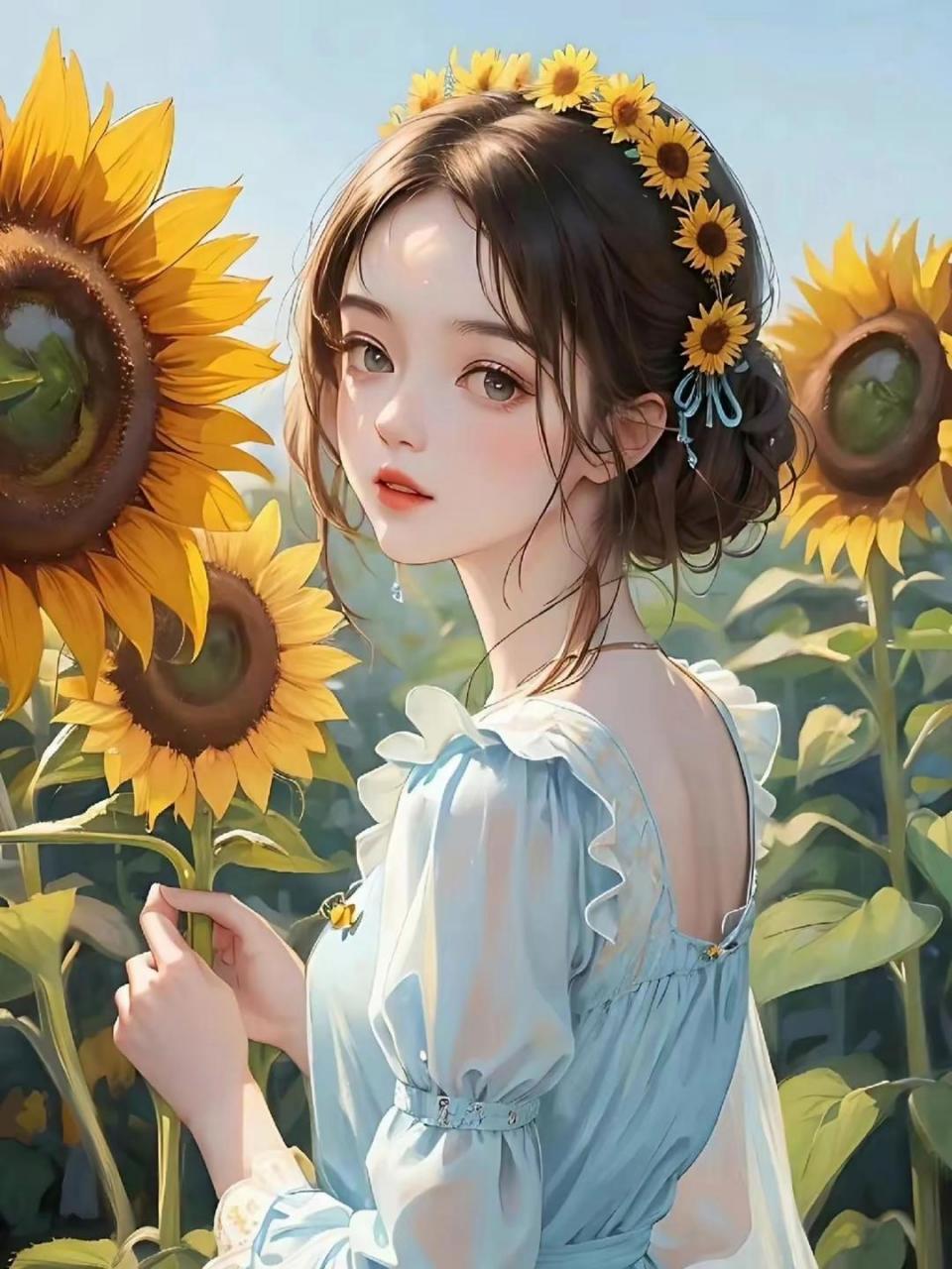 向日葵女孩微信图像太治愈了喜欢吗?