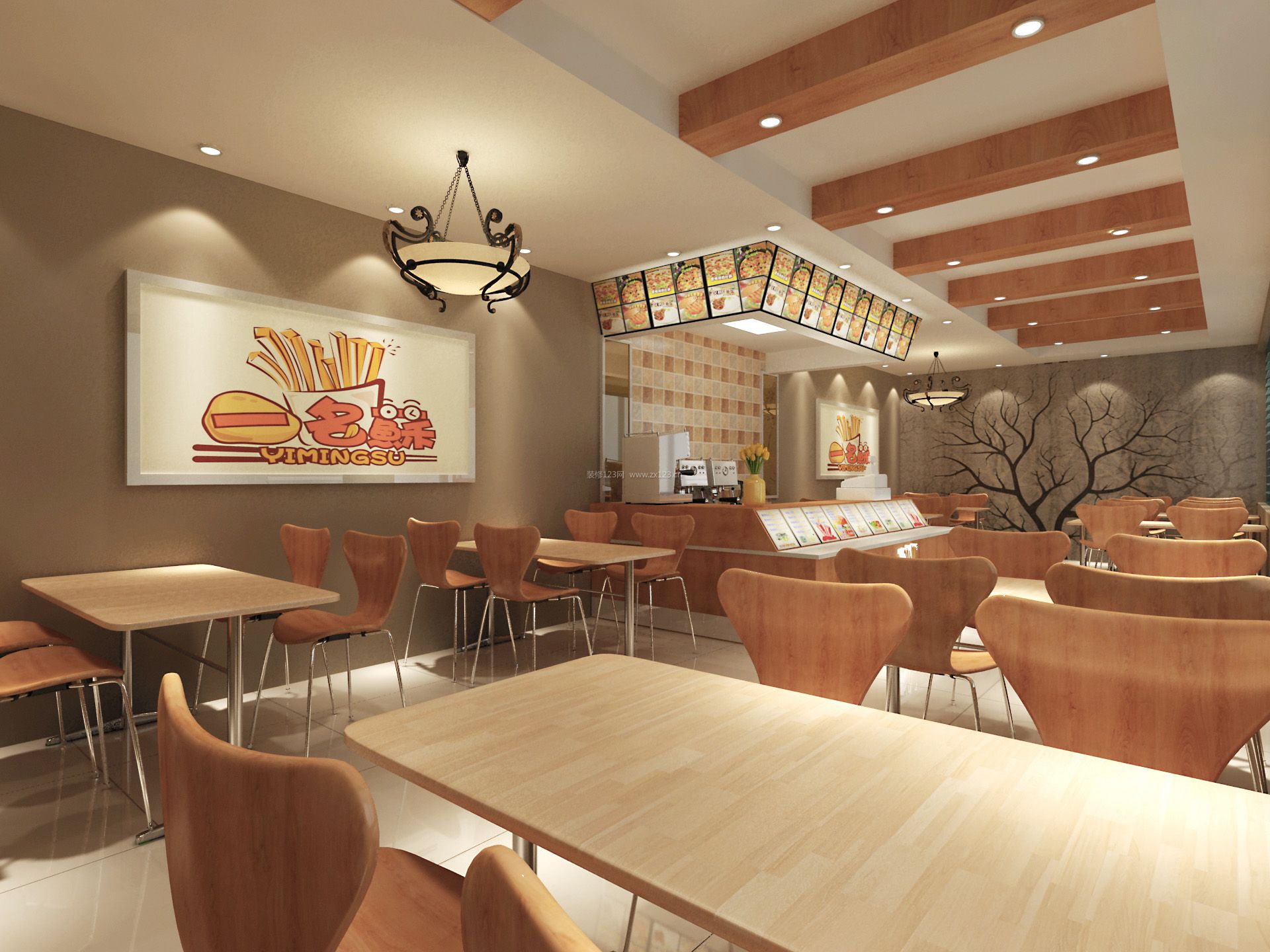 震撼揭秘:惊艳小吃店效果图曝光!