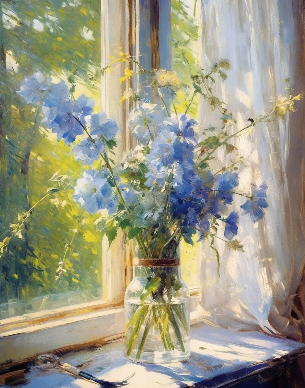 尝试下用ai画油画,油画花卉插花.