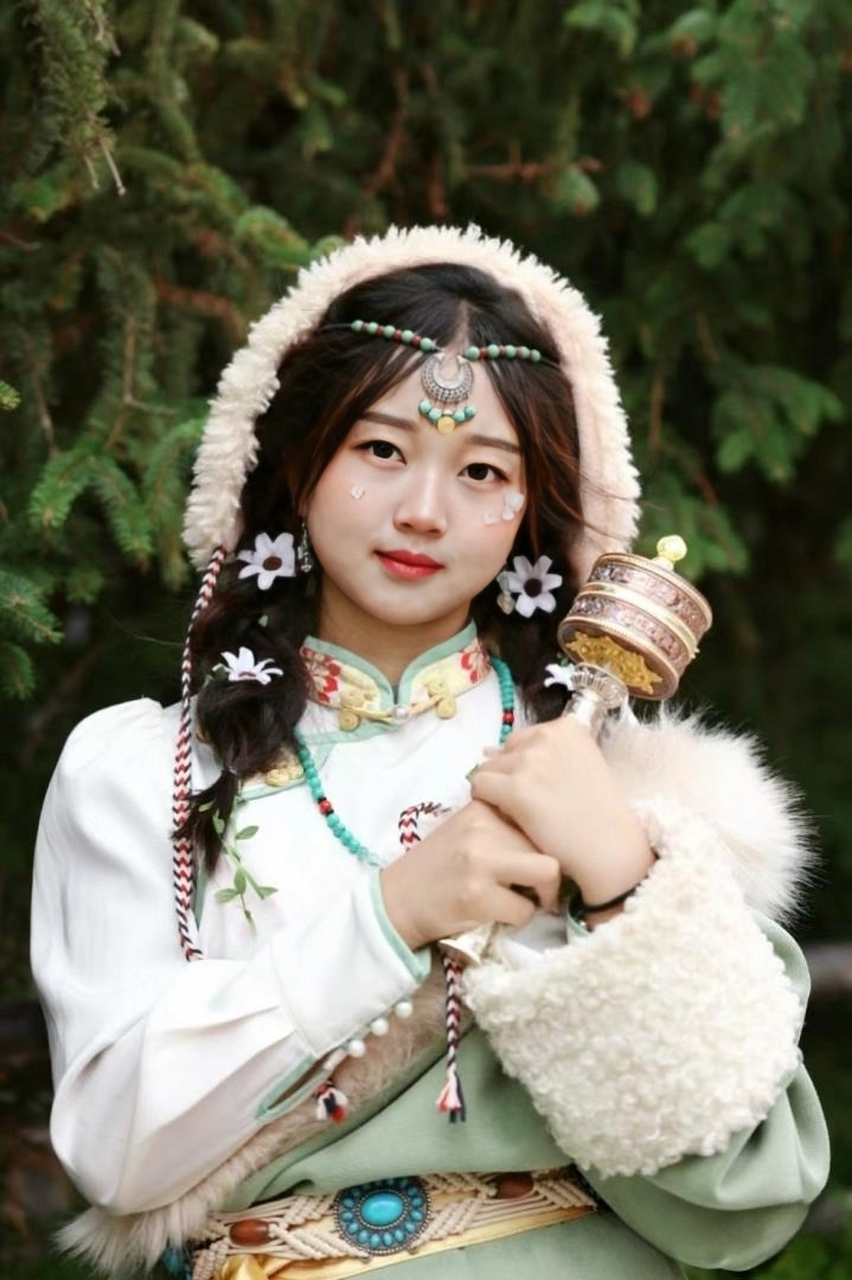 谁能抗拒,这么美的藏族姑娘服饰,充满民族特色的高原妆容,繁复古老