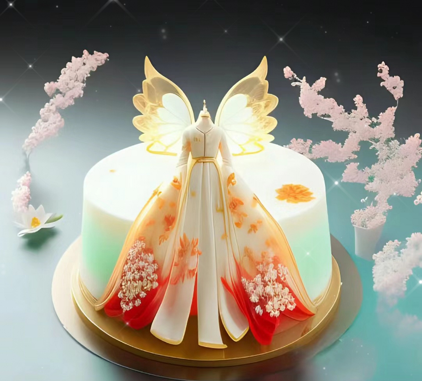 汉服与蛋糕结合