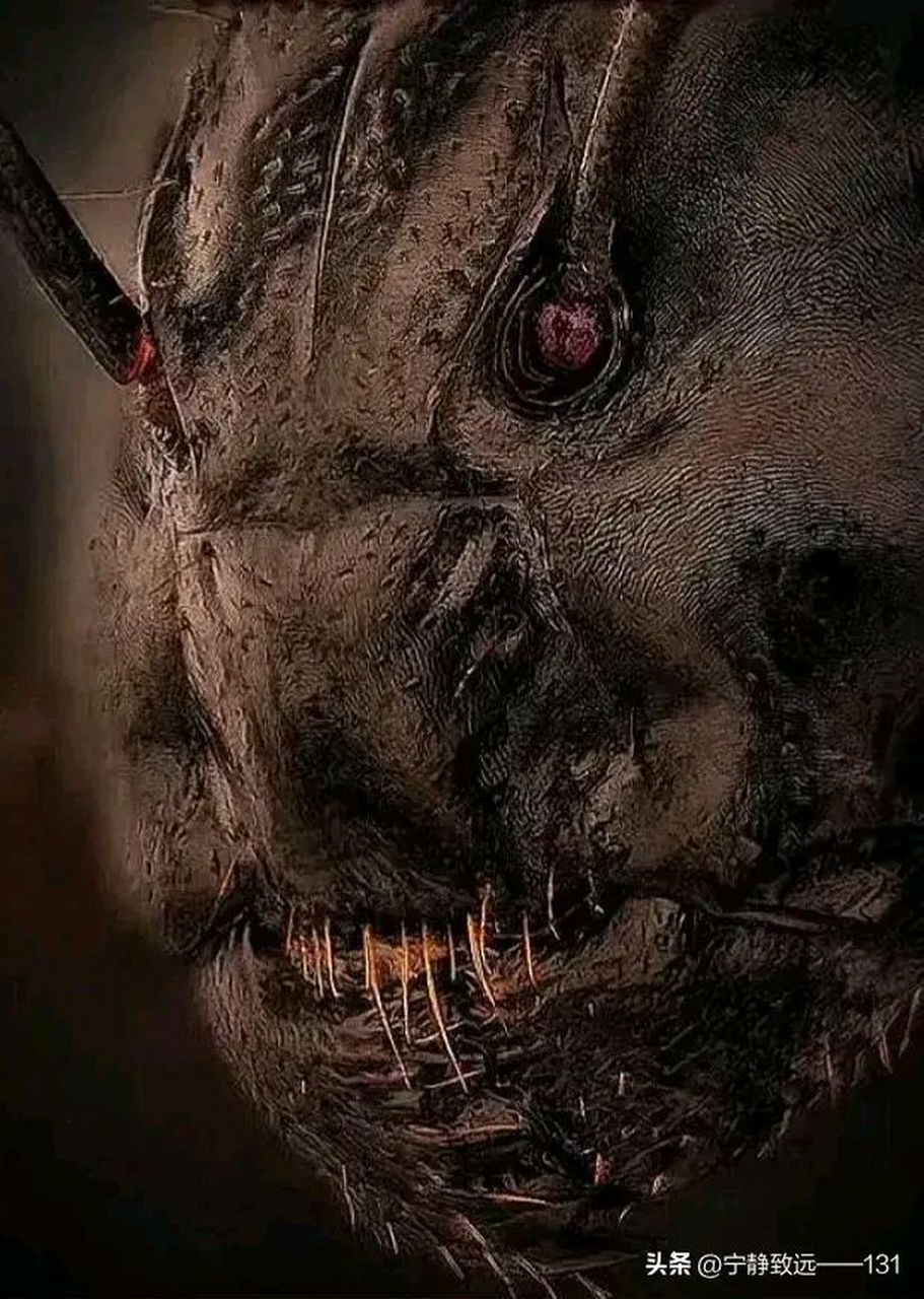 微观世界,放大1000倍后蚂蚁的脸