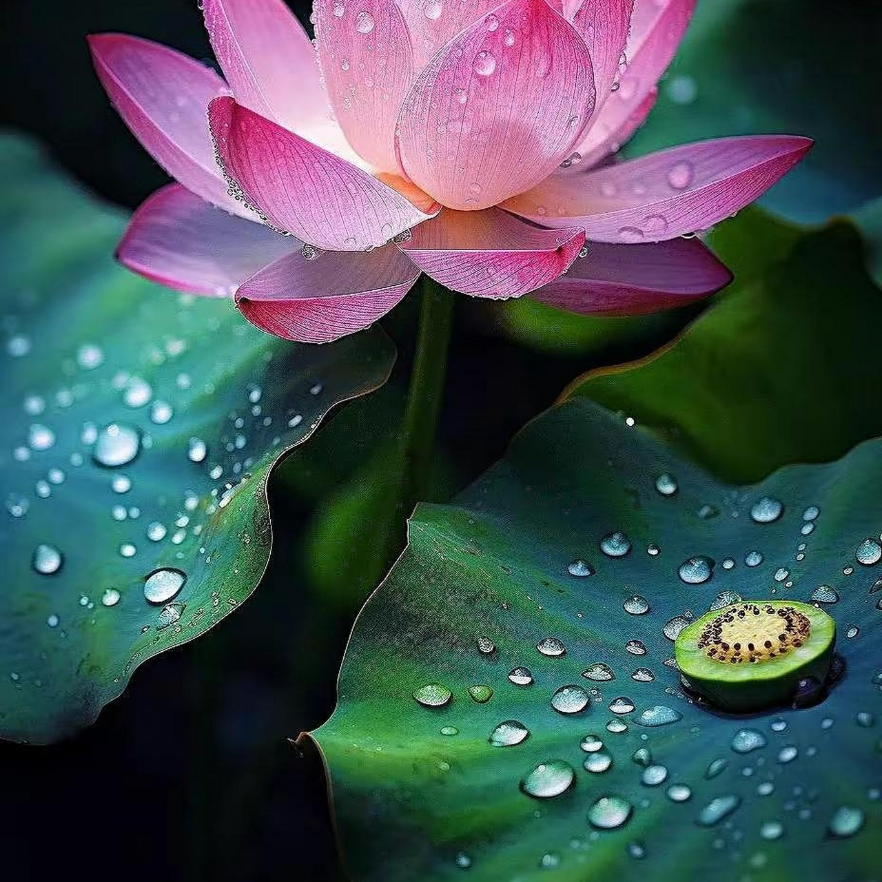 雨后的荷花97别有一番韵味909090 水珠滚滚97晶莹剔透90