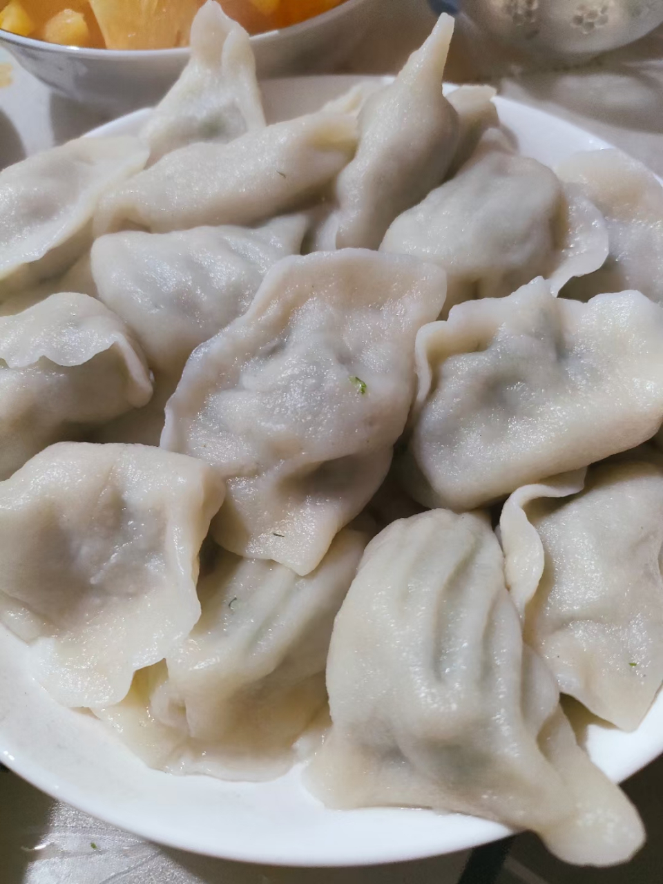 天冷乎乎的,吃个手工饺子暖暖吧[温暖] (茴香肉和韭菜鸡蛋)[悠闲]