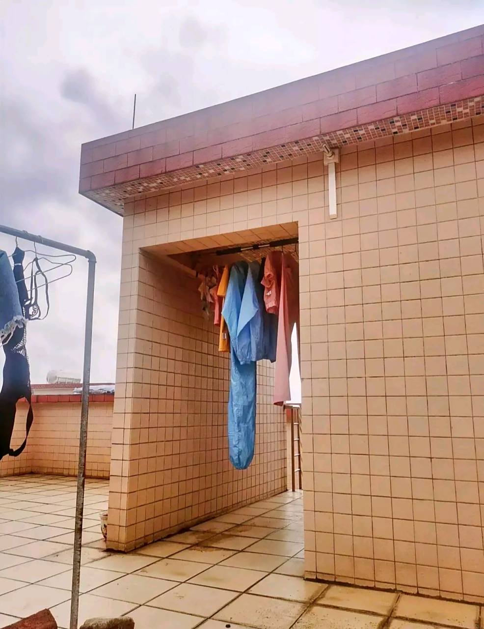 昨天去楼顶晒衣服,一看,好家伙,这是那个女子晒得,害的我都没地方晒了