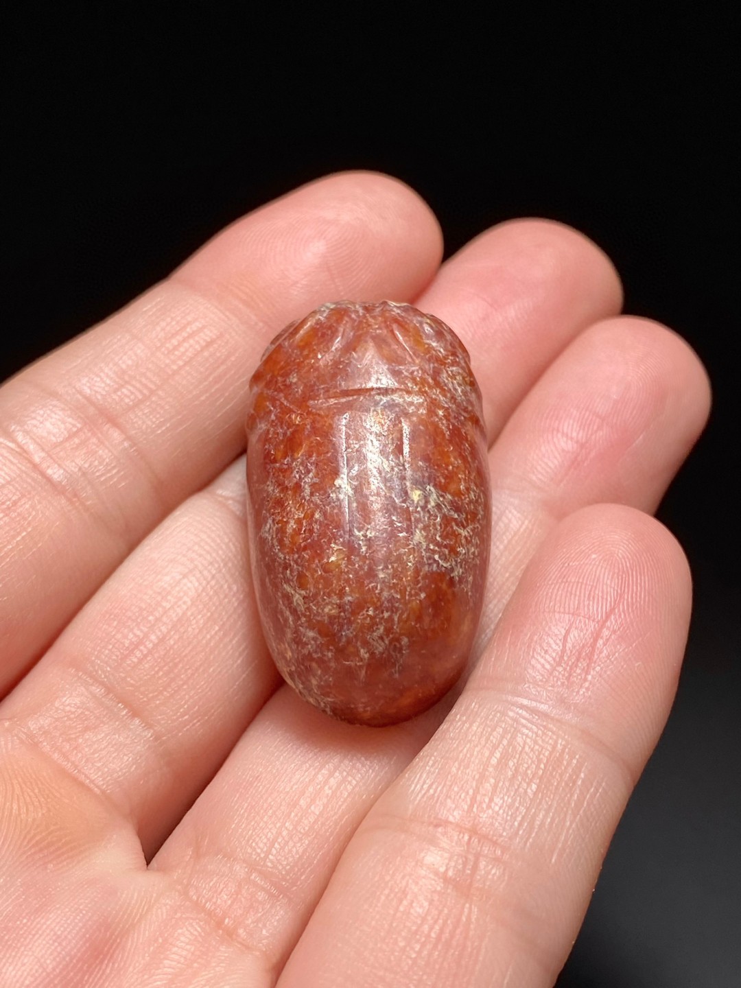 文化期 红沁 玉蚕 玉蝉蛹 把件 挂件