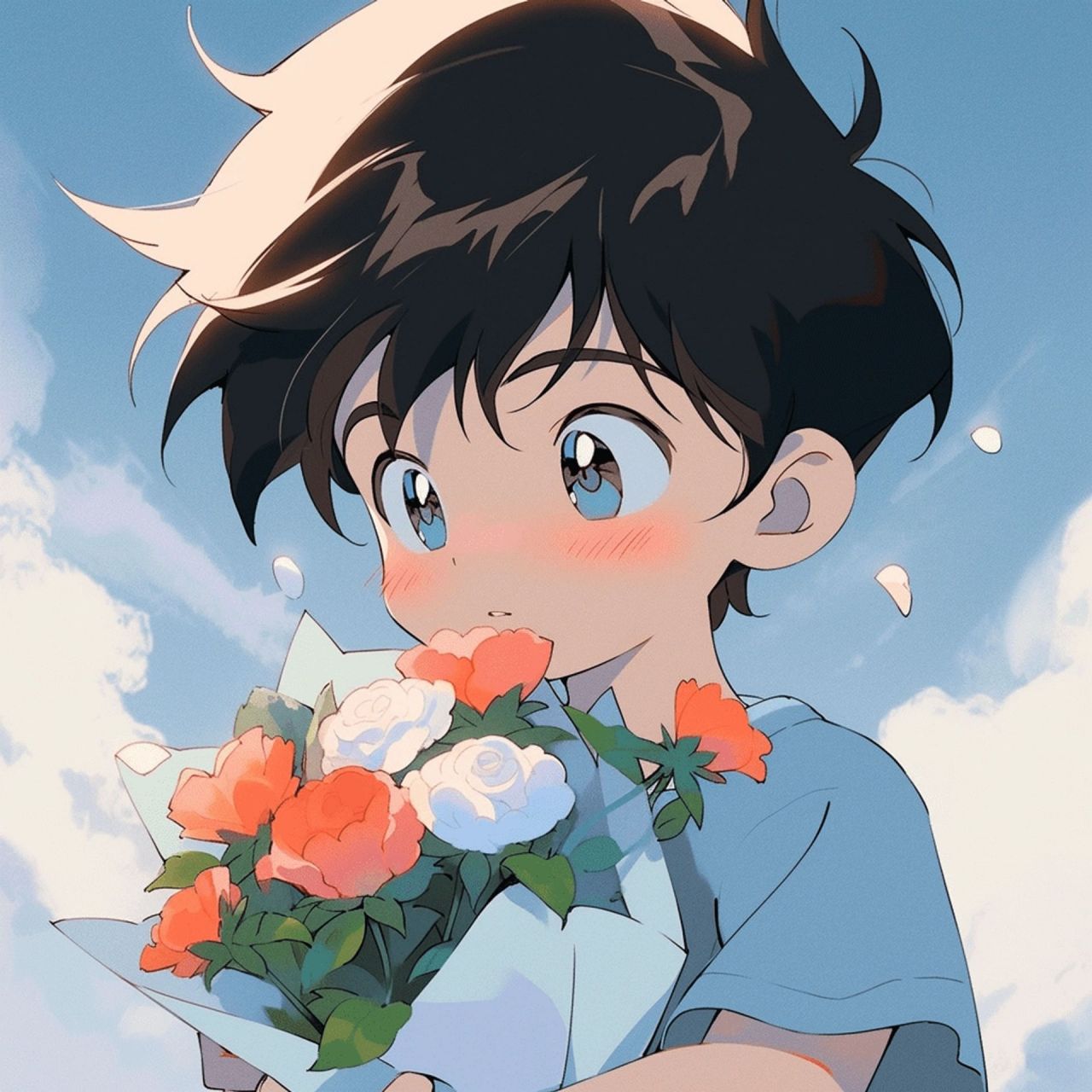 捧花情侣头像(男生版)#头像