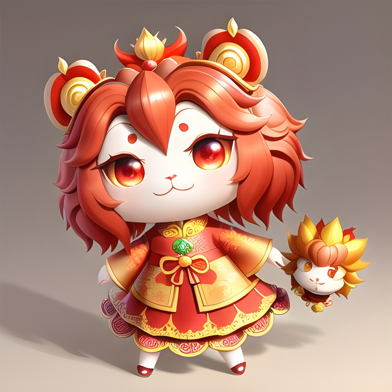 「q版火红小狮子」[比心][比心][比心] #ai共创计划#  #二次元美图