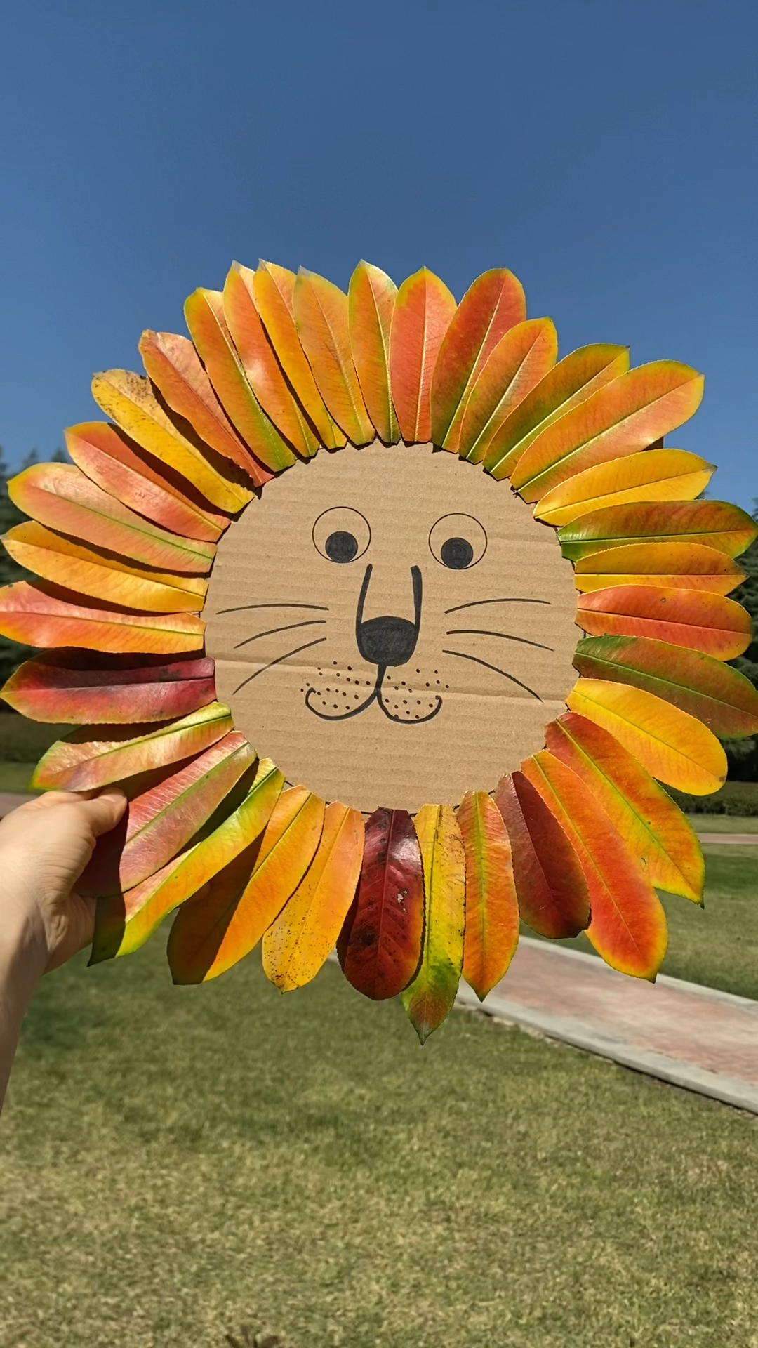 树叶贴画 #树叶画 #树叶手工 #亲子手工