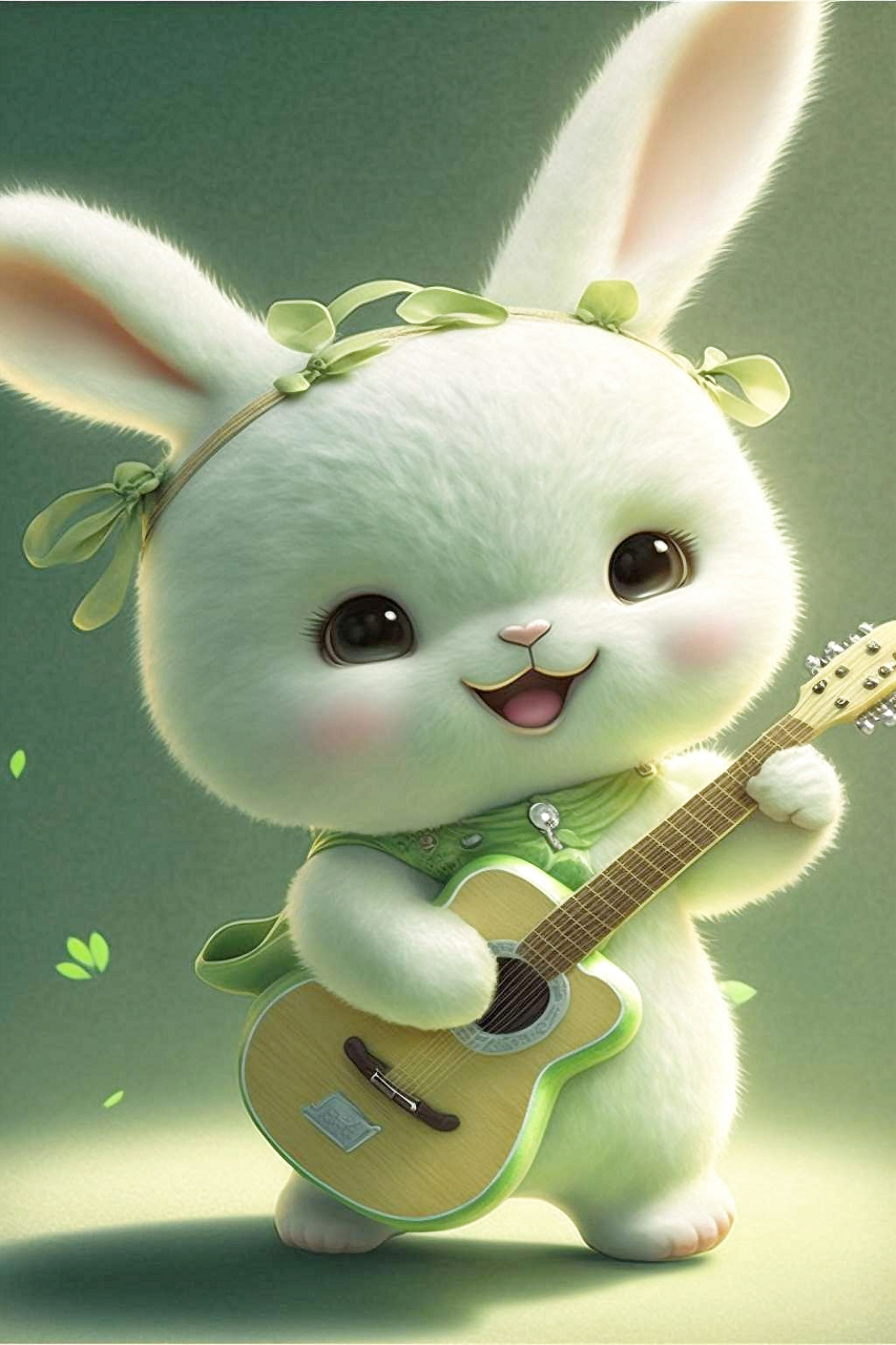 高清治愈美图分享:会弹吉他的兔子,简直酷呆了