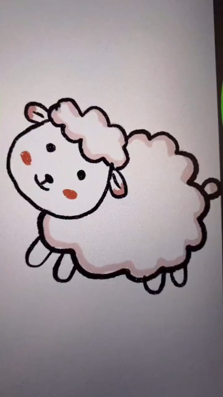 小绵羊简笔画带颜色图片