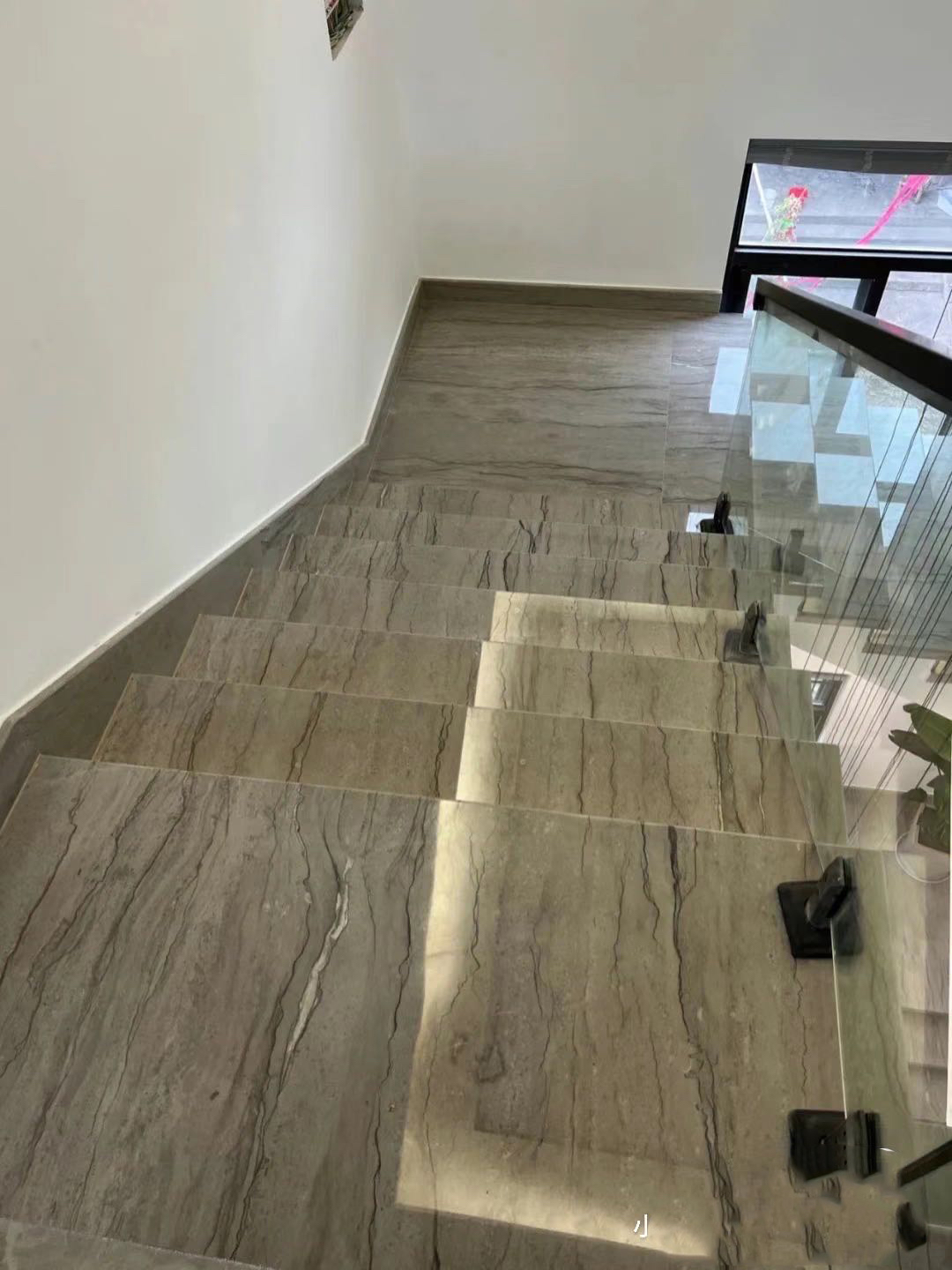 天津南一石材卡地亚灰大理石楼梯踏步石材楼梯定制厂家