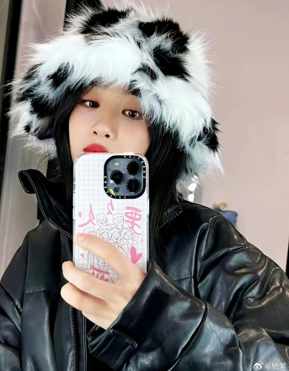 冬天的样子.#杨紫的猫毛 帽子# #杨紫 下雪了