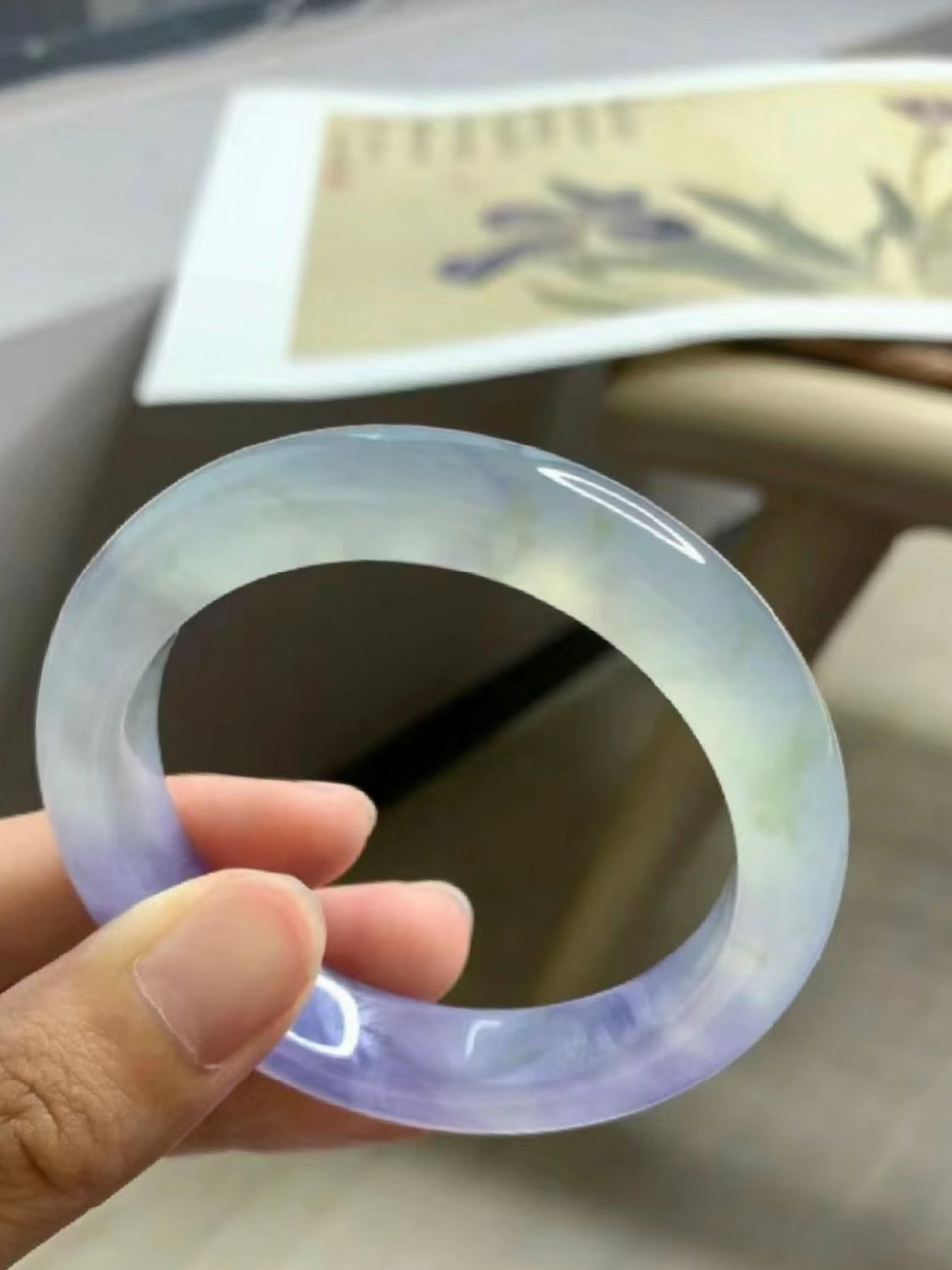 仙女镯,高冰烟紫色翡翠手镯,完美日记不要错过,稀有冰紫,浓冰紫,底子