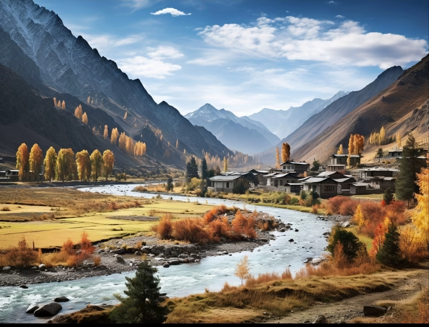 1.秋天的伊犁禾木村是一个充满诗意的地方.