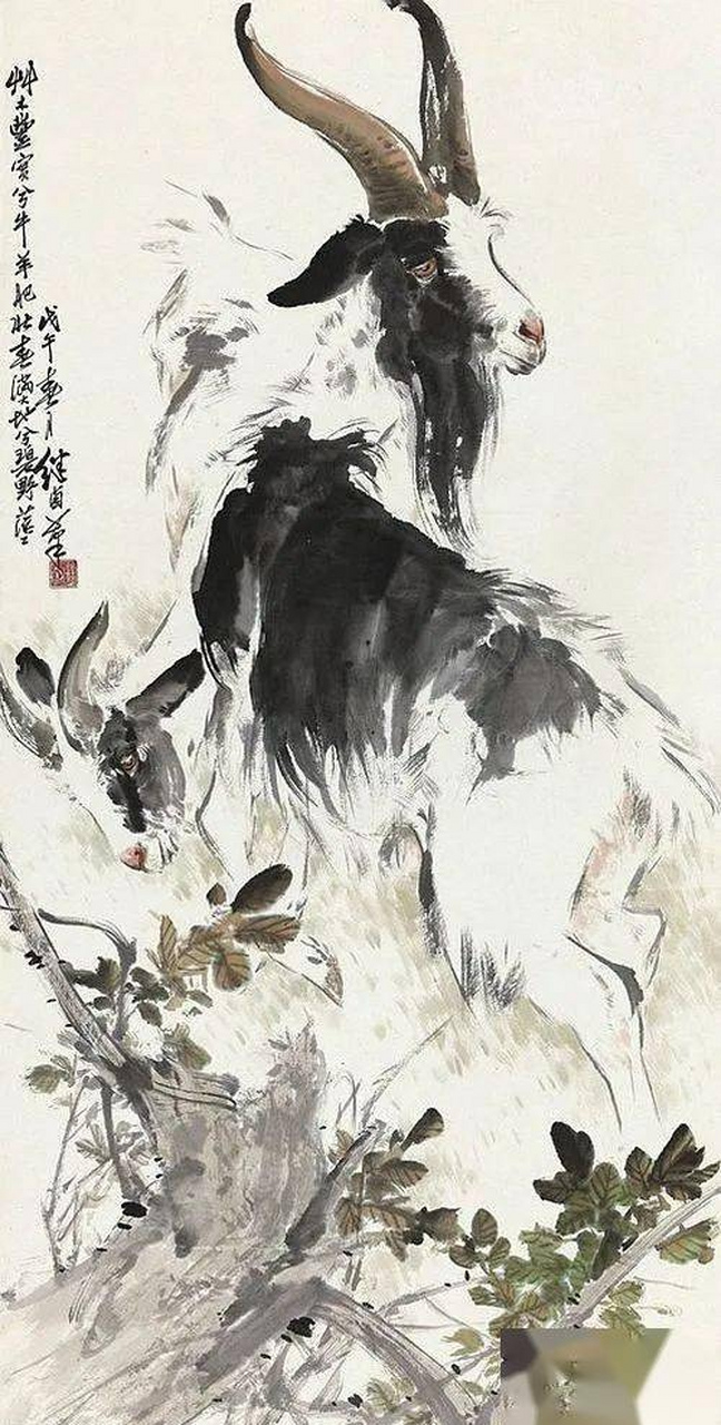 「三羊开泰| 中国画-十二生肖 羊」中国国画作品大师作品分享#艺术