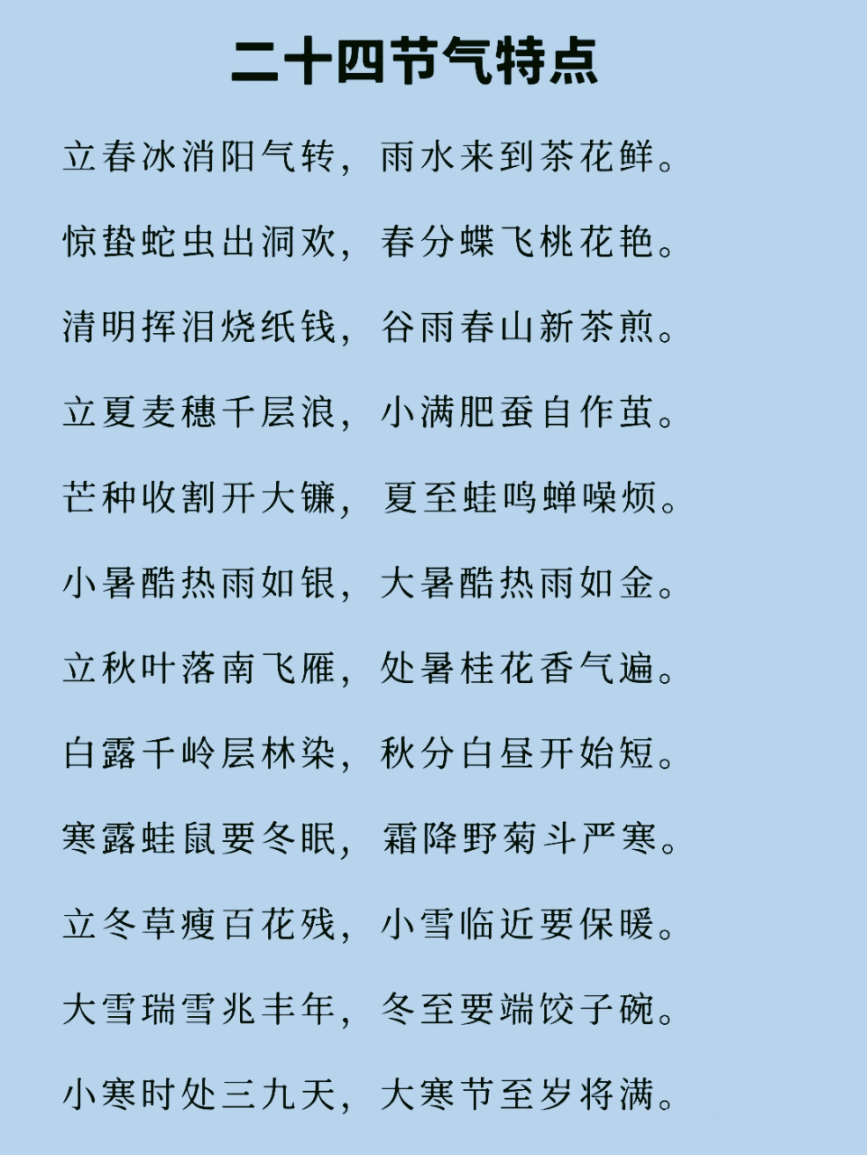 二十四节气的含义和特点