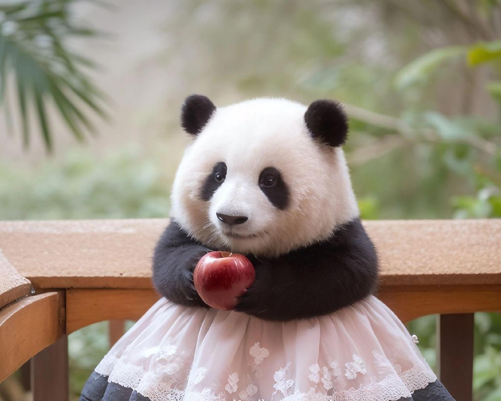 有人给花花p上蓬蓬裙,哈哈,美美的可爱的小公主[爱你][爱你] #大熊猫