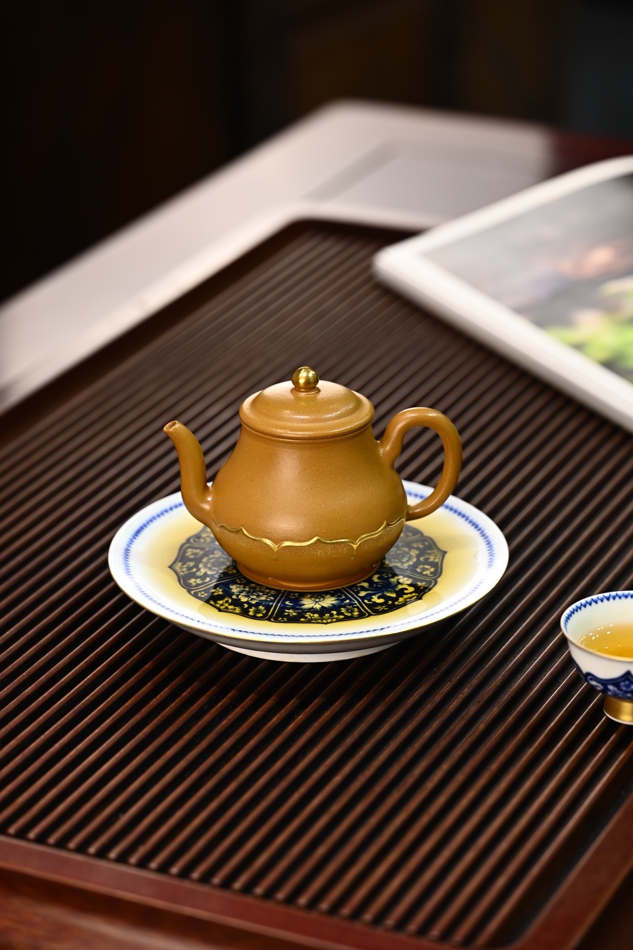 宜兴紫砂壶马吉全手工禅莲原矿黄金段