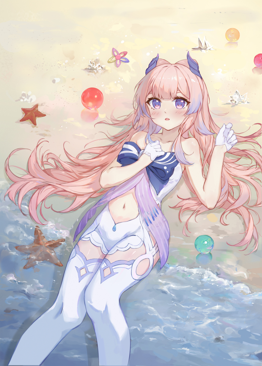 沙滩搁浅的观赏鱼(珊瑚宫心海) 画师:mkice#二次元美图# #我爱二次元