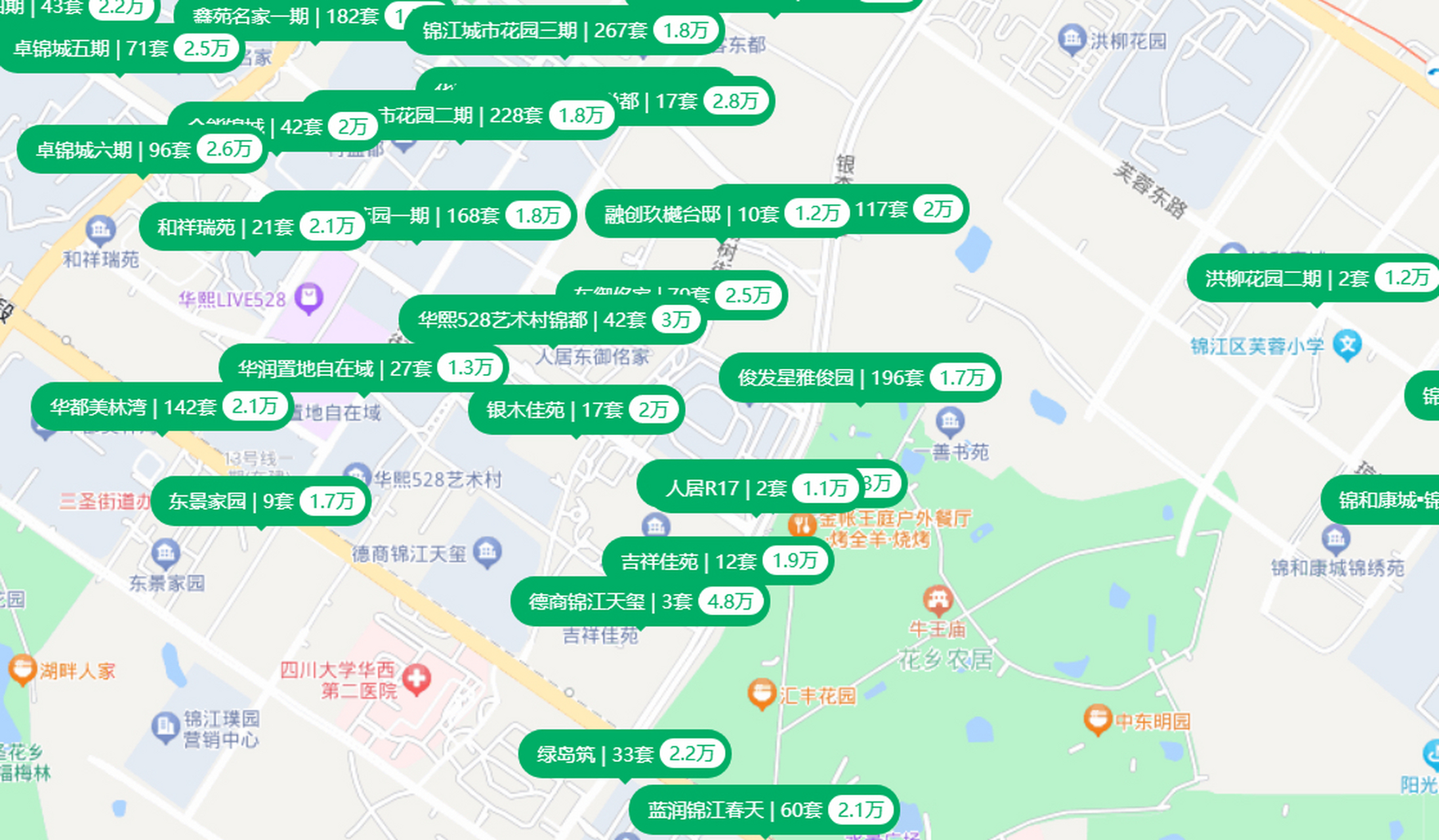 成都三圣乡也算是这两年成都房价下跌比较多的地方了.