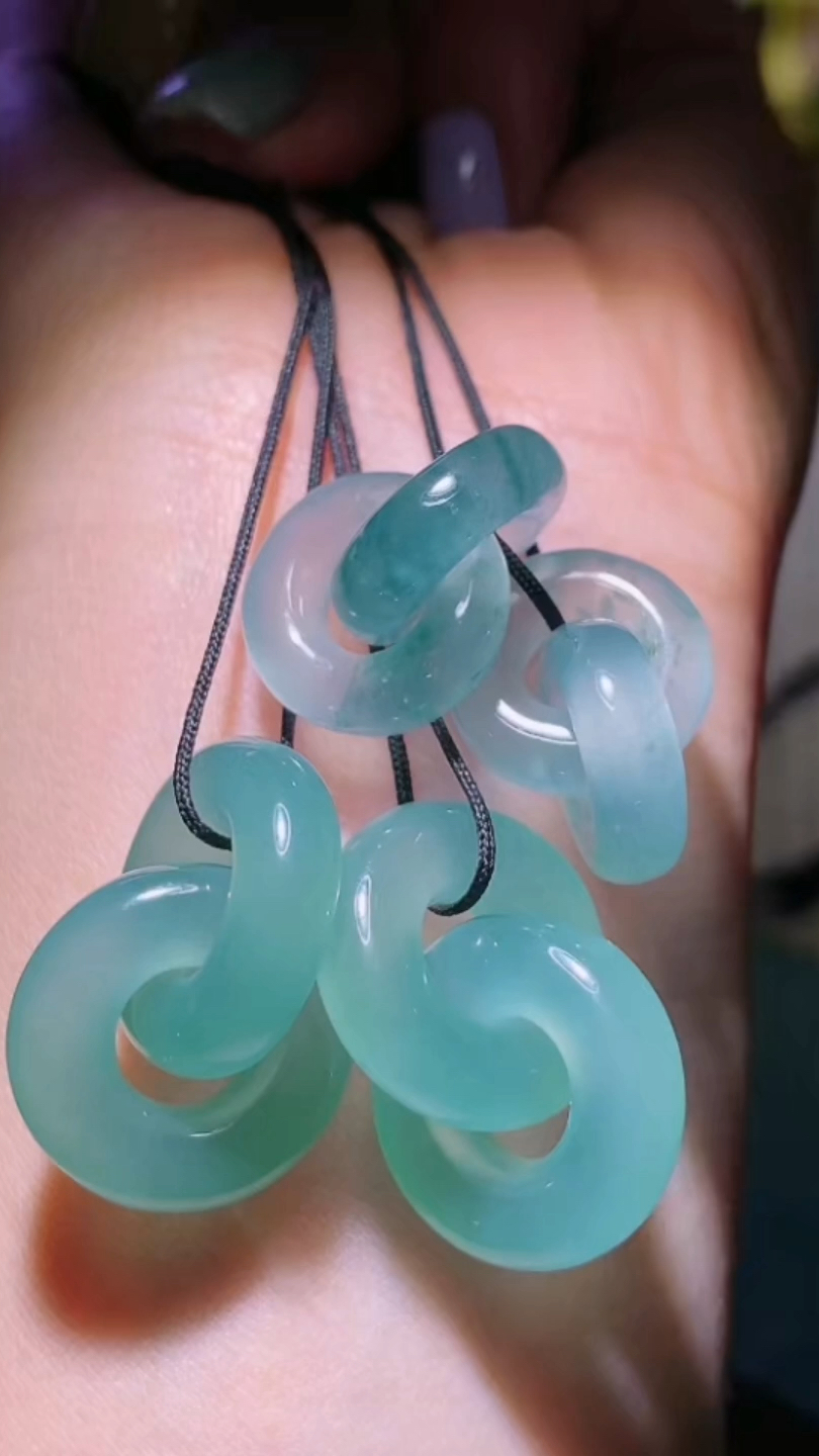 冰晴底翡翠环环相扣耳坠吊坠两用款