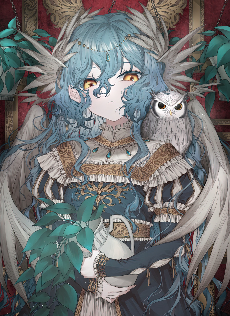 猫头鹰少女,画师:mituki#插画# #二次元美图# #我爱二次元