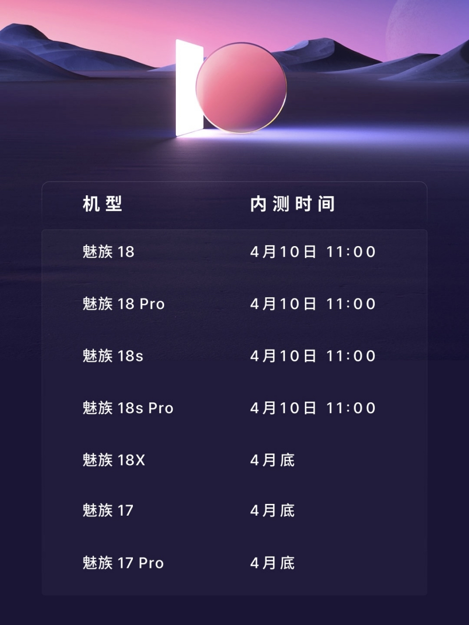 4月10日开启魅族18,魅族18 pro,魅族18s和魅族18s pro,4月底开启魅族