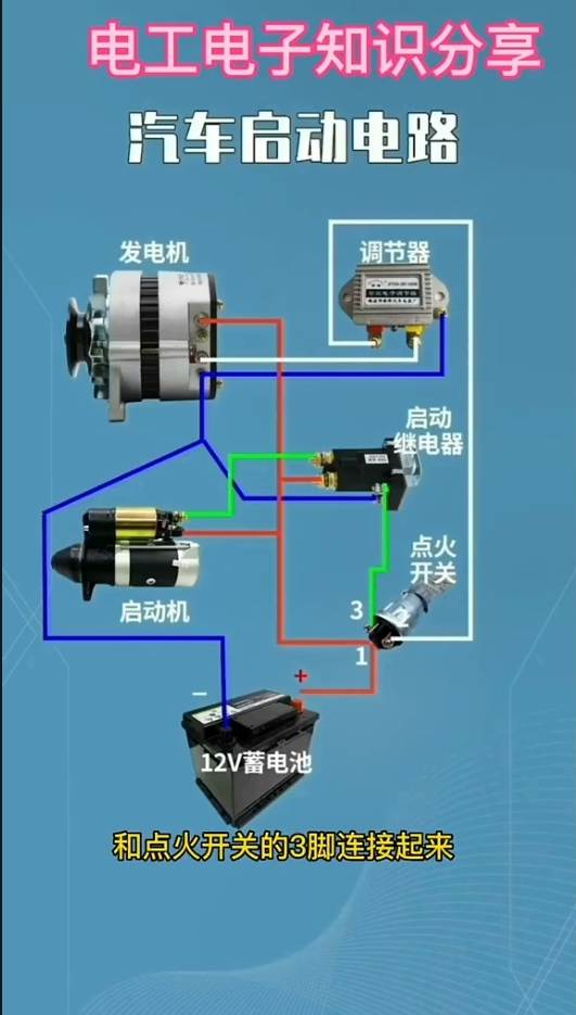 12v发电机三根线怎么接图片