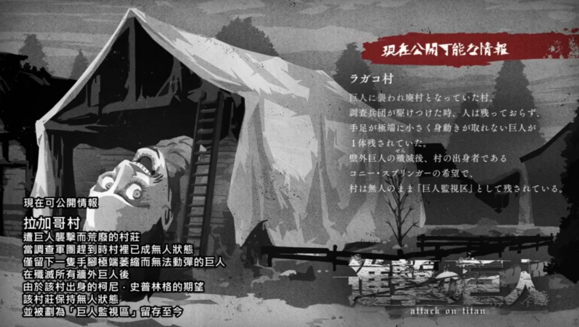 进击的巨人最终季:这份是关于"拉加哥村"的情报,在第24集公开