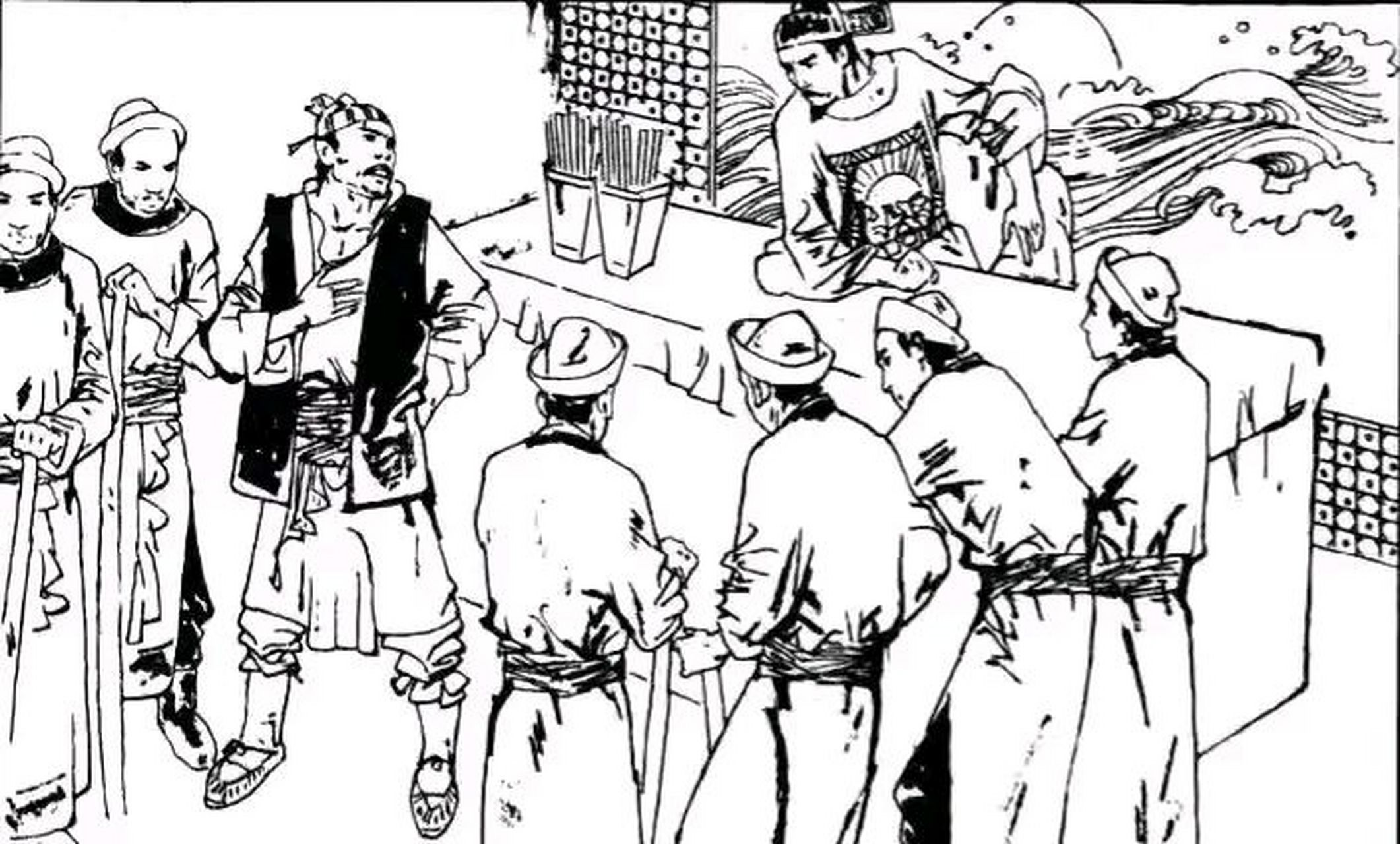 时,一知县外出办事,路上遇到一队人抬着棺材,后面跟着一位哭哭啼啼的