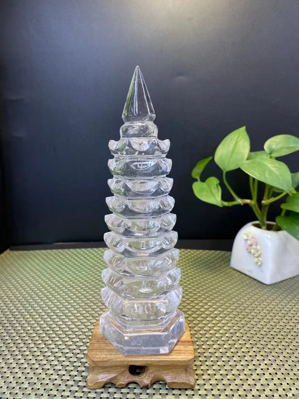 天然白水晶文昌塔9 层#白水晶文昌塔