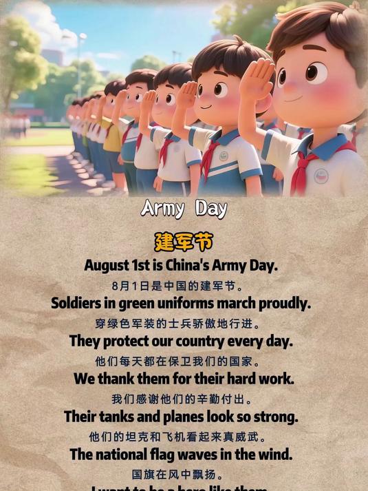 建军节 八一建军节,英语短文