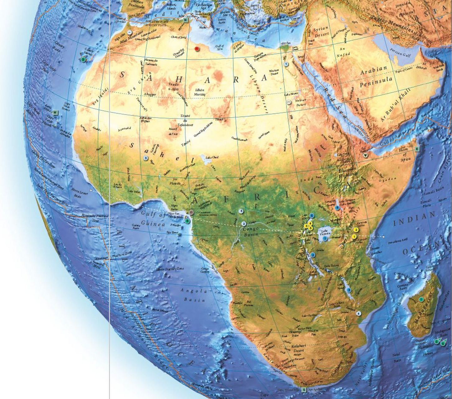 非洲地形示意图