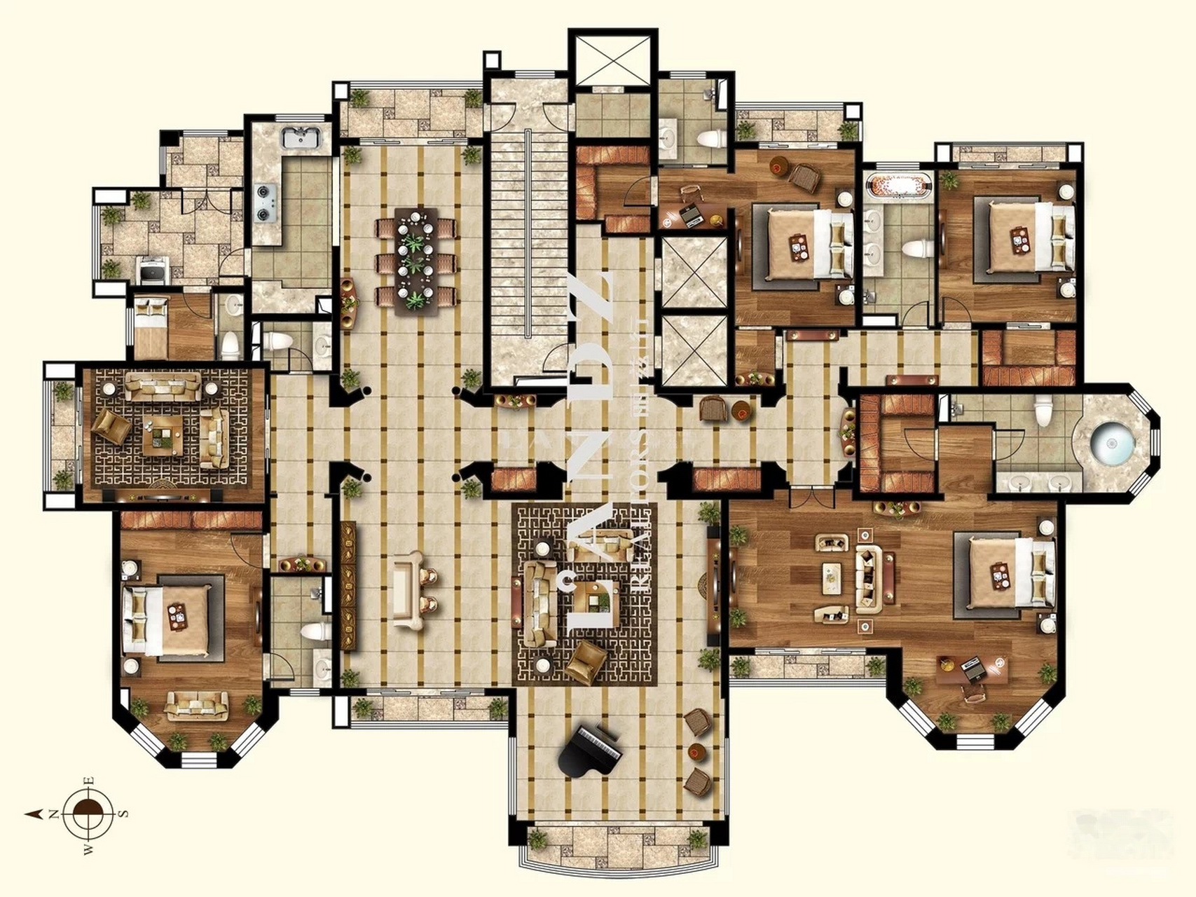 在上海的浦东新区,能拥有这样一套600平米的大平层户型,是什么段位?