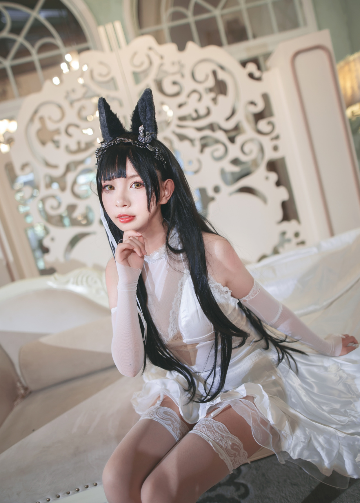 cosplay:纯白花嫁爱岩与她的"白丝"婚纱福利,希望大家会喜欢